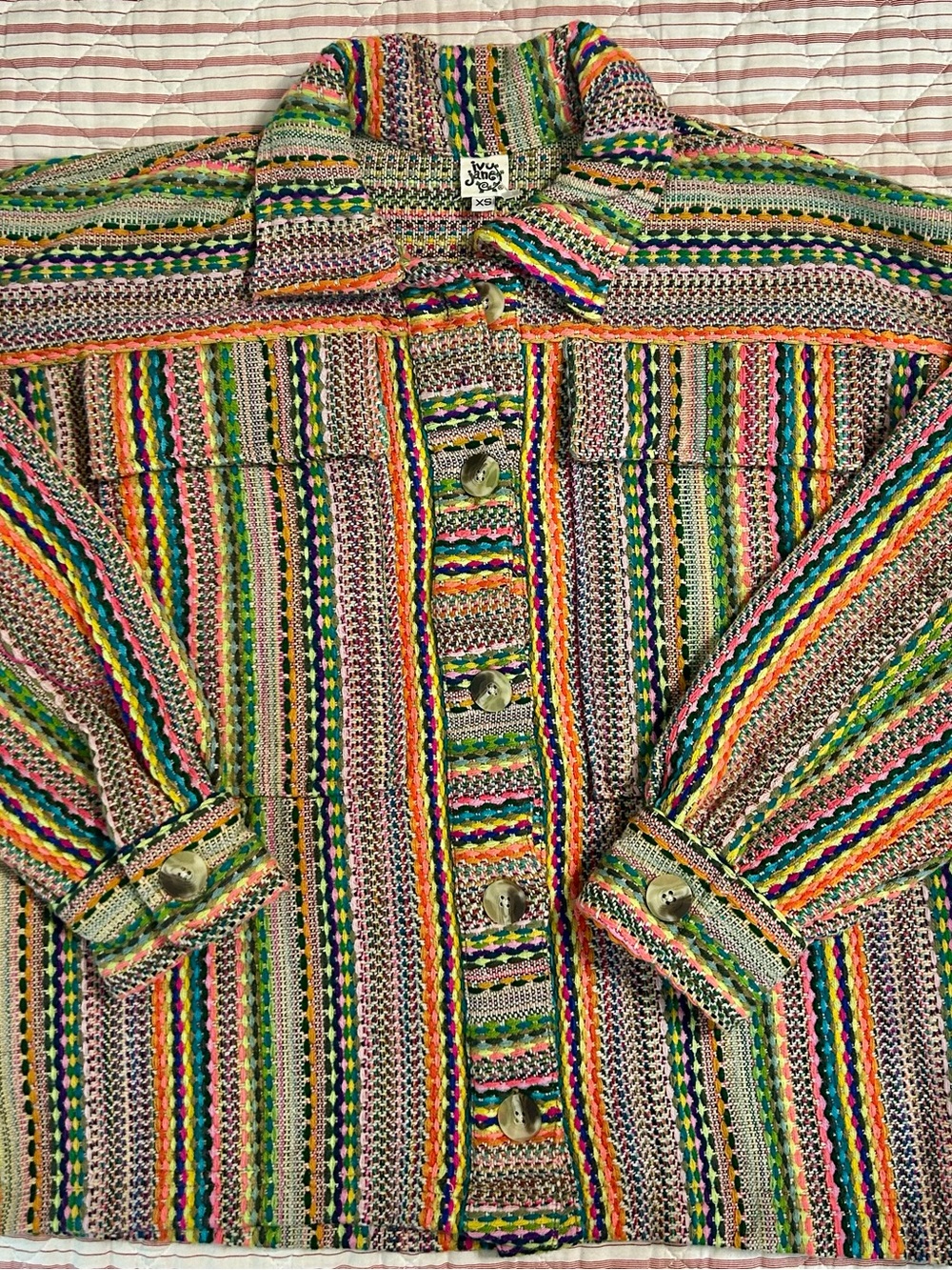 Ivy Jane (new without tags) Multicolor Striped Knit Button Down XS Jacket loose